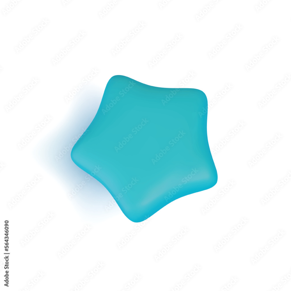 3d Blue Star Plasticine Cartoon Style Ui Graphic Design Isolated on a White Background. Vector illustration 3d Blue Star Plasticine Cartoon Style Ui Graphic Design Isolated on a White Background. Vector illustration