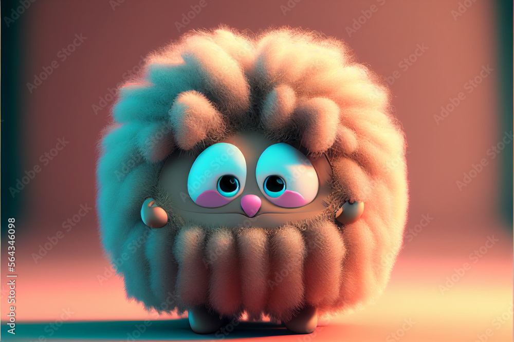 Fluffy caricature, cute creature, generative ai Fluffy caricature, cute creature, generative ai