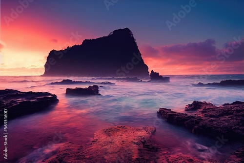 Rock in the beach and Sea in a sunny weather 