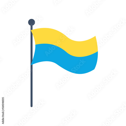 Blue and yellow flag as symbol of Ukraine vector illustration. Cartoon drawing of Ukrainian flag, patriotic or anti-war element isolated on white background. War, military, peace concept