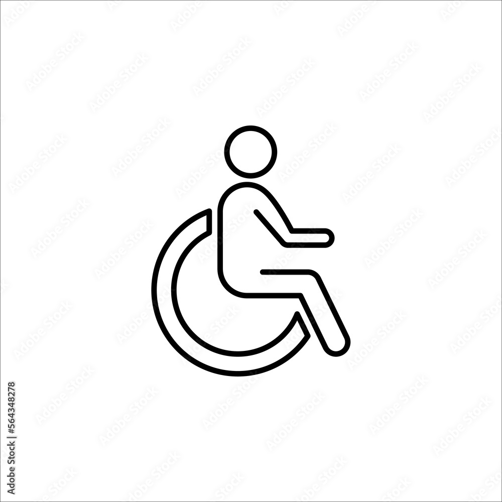 Handicapped patient line icon. linear style sign for mobile concept and web design. Disabled Handicap icon. vector illustration Handicapped patient line icon. linear style sign for mobile concept and web design. Disabled Handicap icon. vector illustration