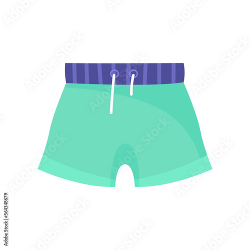 Blue swimwear for men vector illustration. Cartoon drawing of male swim shorts or underpants isolated on white background. Summer, fashion concept