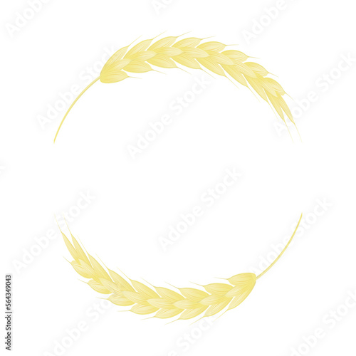 Round frame or icon from dry yellow wheat ears.