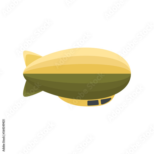 Vintage yellow dirigible vector illustration. Colorful zeppelin or airship for carrying passengers isolated on white background. Transportation, tourism, aviation industry concept