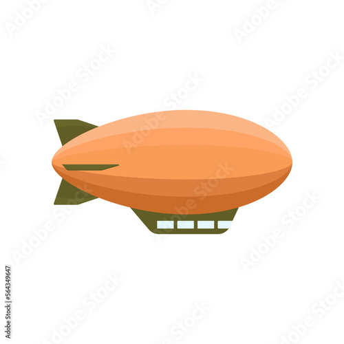 Colorful orange airship vector illustration. Vintage dirigible or zeppelin for carrying passengers isolated on white background. Transportation, tourism, aviation industry concept