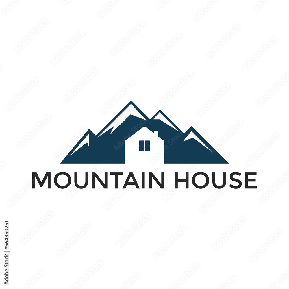 Mountain house logo design idea vector template