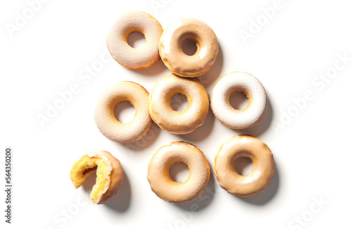 Doughnuts isolated on white background. Colourful donuts over white with clipping path.