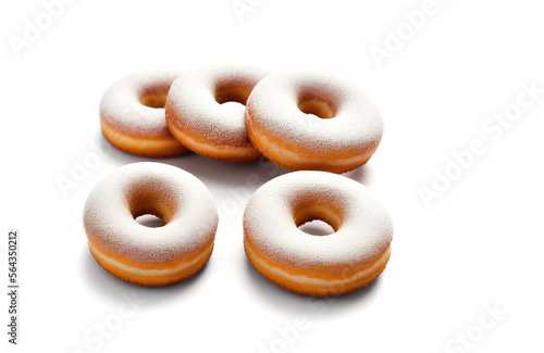Doughnuts isolated on white background. Colourful donuts over white with clipping path.