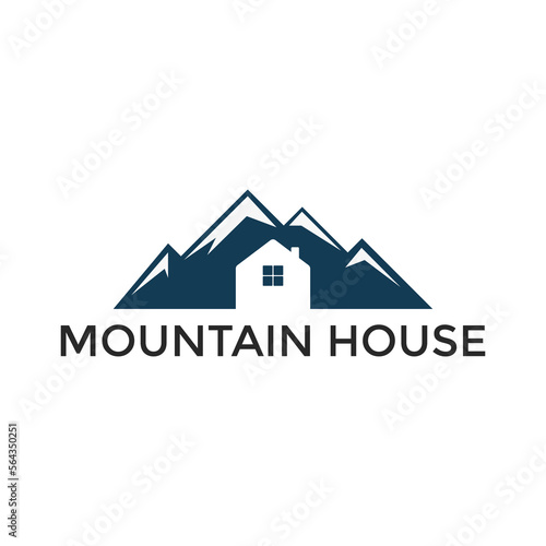 Mountain house logo design idea vector template