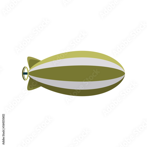 Colorful stripe-colored airship vector illustration. Retro zeppelin or dirigible for carrying passengers isolated on white background. Transportation, tourism, aviation industry concept