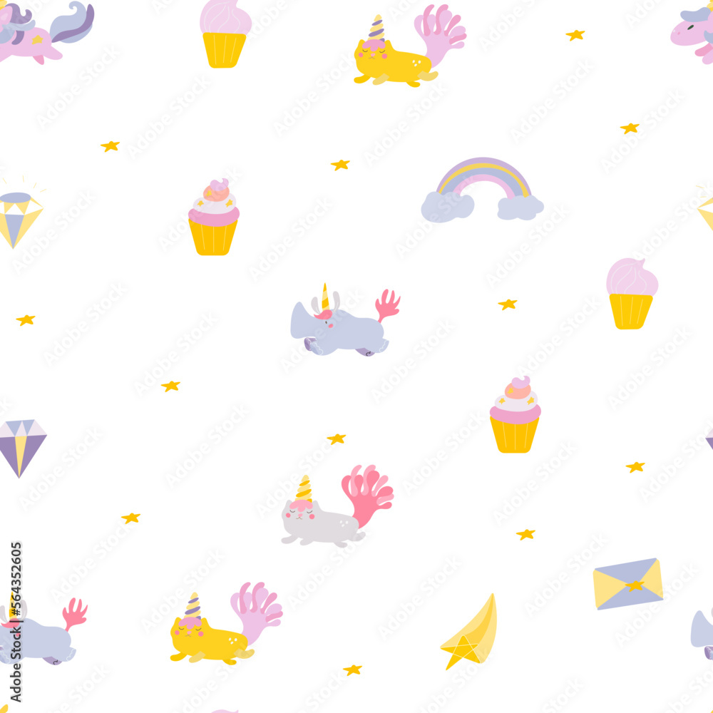 seamless pattern with unicorn animals