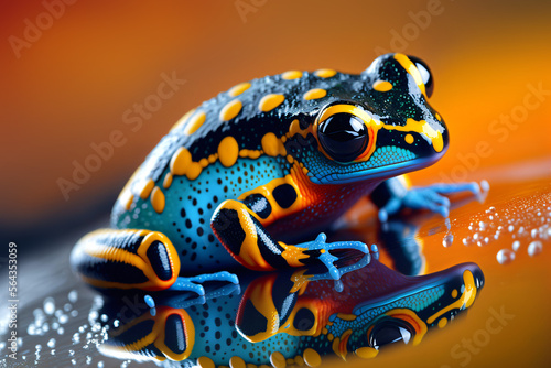 colorful rainforest poison dart frog, generative ai photo