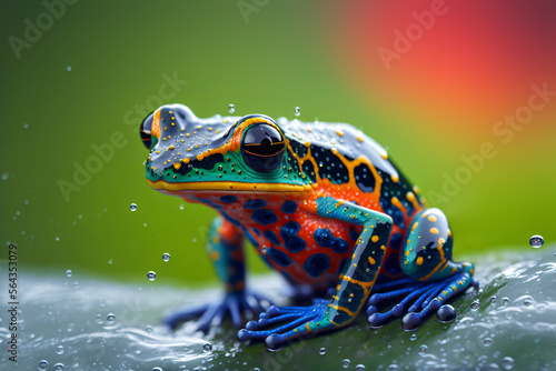 Photographie colorful rainforest poison dart frog, generative ai