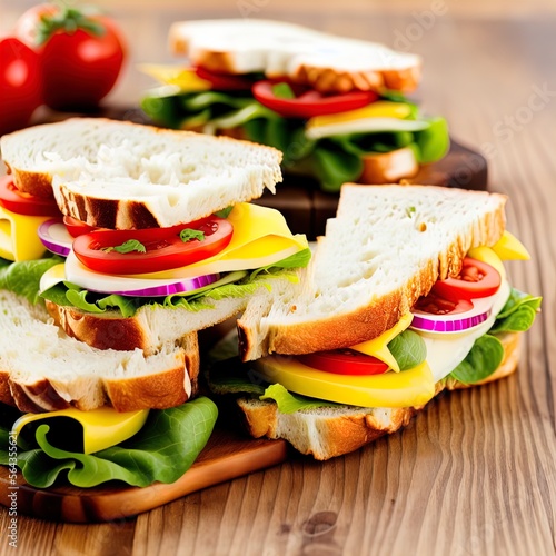 A delicious stacked club sandwich.