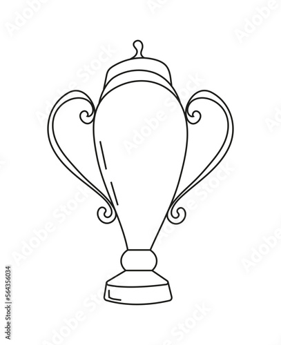 Winners cup icon vector in doodle style. First place icon. Champion cup in doodle style. Awards, trophy cups, stars.