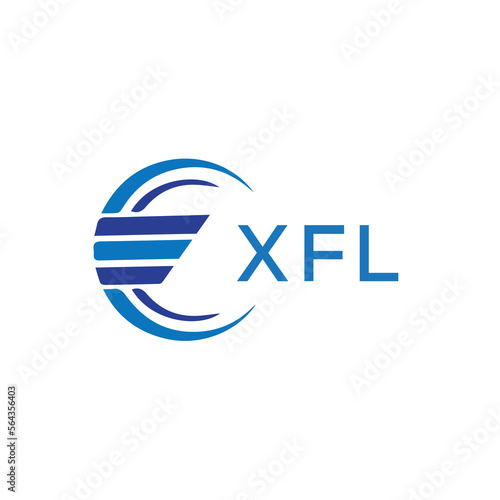 XFL letter logo. XFL blue image on white background. XFL vector logo design for entrepreneur and business. XFL best icon.	
 photo