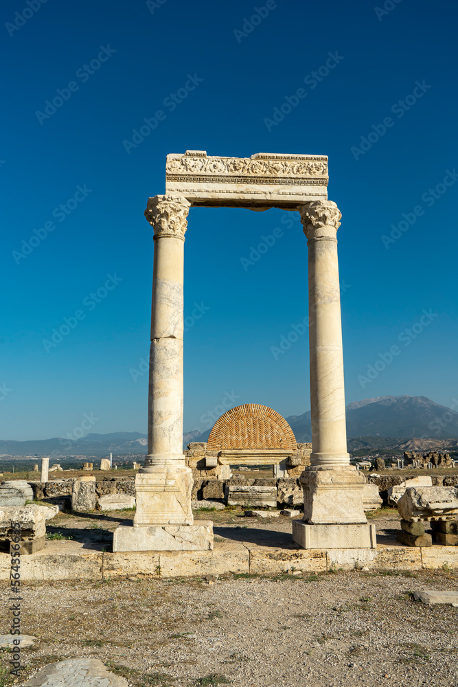 Outside of temple A courtyard at the ancient city of Laodikeia (Laodicea) near Denizli in Turkey. 