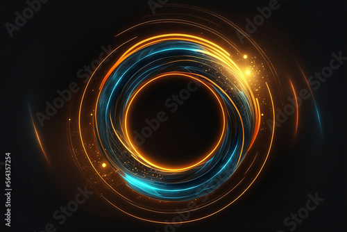 Motion of line speed and power or light trails. High-speed light with curve movement beam. 5G Technology fast and futuristic background. Abstract motion blur. Generative AI.