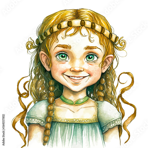 Vector illustration of a girl dressed up as a Celtic child from antiquity, or European barbarian child. Perfect for adding an antique and exotic feel to designs.