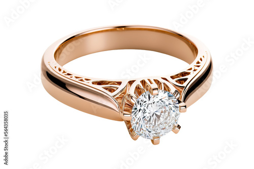 Wedding ring - gold, diamond, transparent background, png