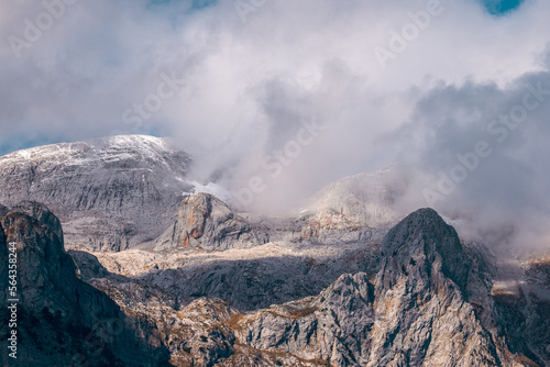 cloudy mountains in the snow in Montenegro