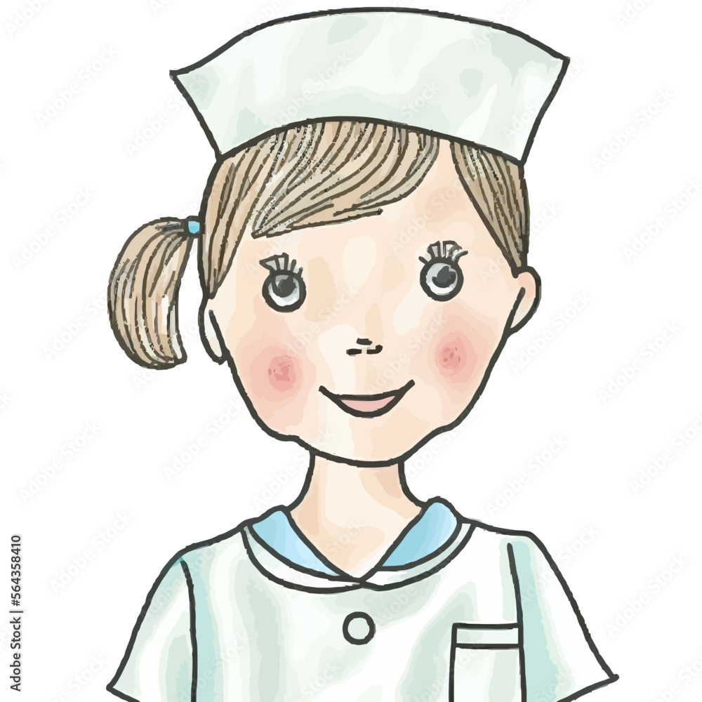 Vector illustration of a little girl in a white nurse's coat, ideal for graphic use and to arouse emotions.