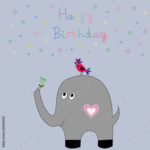 Felicitación de cumpleaños con elefante.