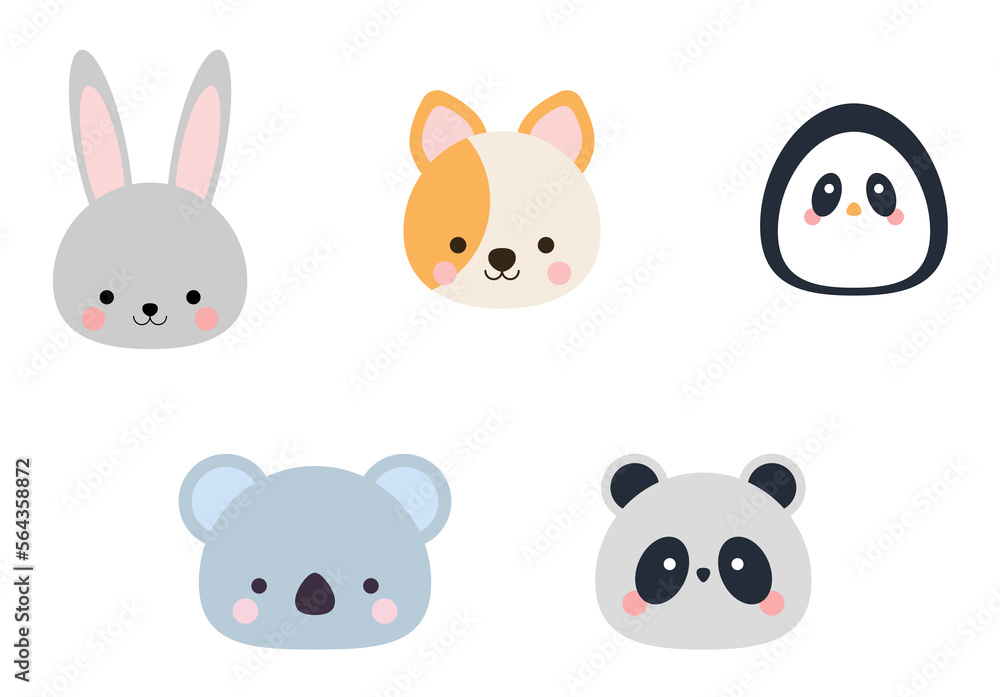 Cute baby animal face illustration