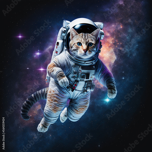 Cat astronaut in space (ID: 564359434)