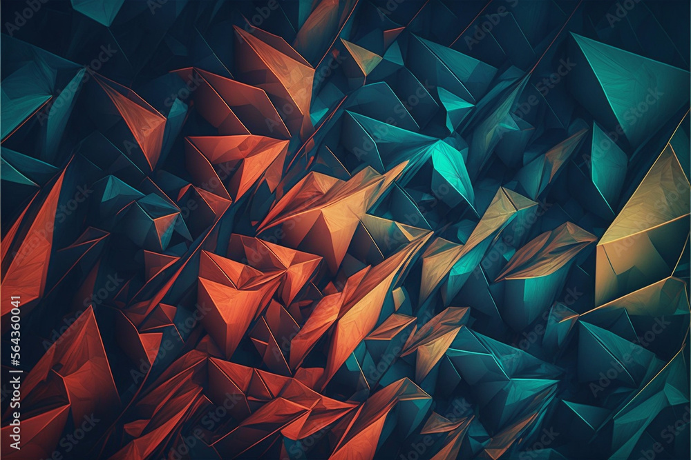 AI Generative Mute Colored  Abstract Background With a Lot of Triangles 3D illustration