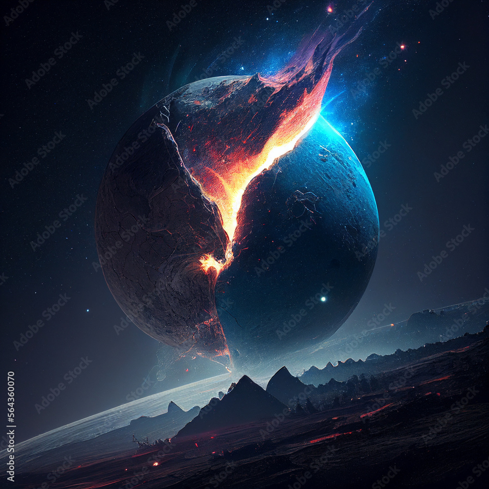 Beautiful Cartoon Planet Explosion - An Artistic and Colorful Artwork ...