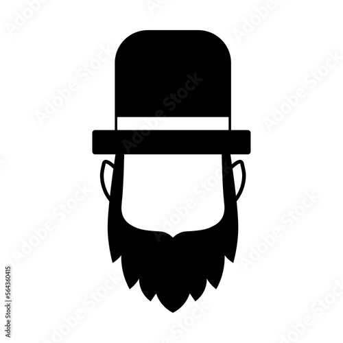 Head of bearded man with hat on white background