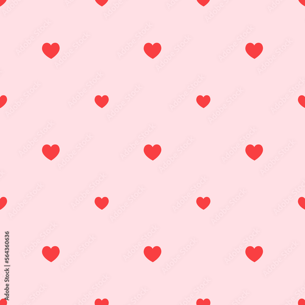 Seamless pattern with hearts on a rose background. Flat style vector image.