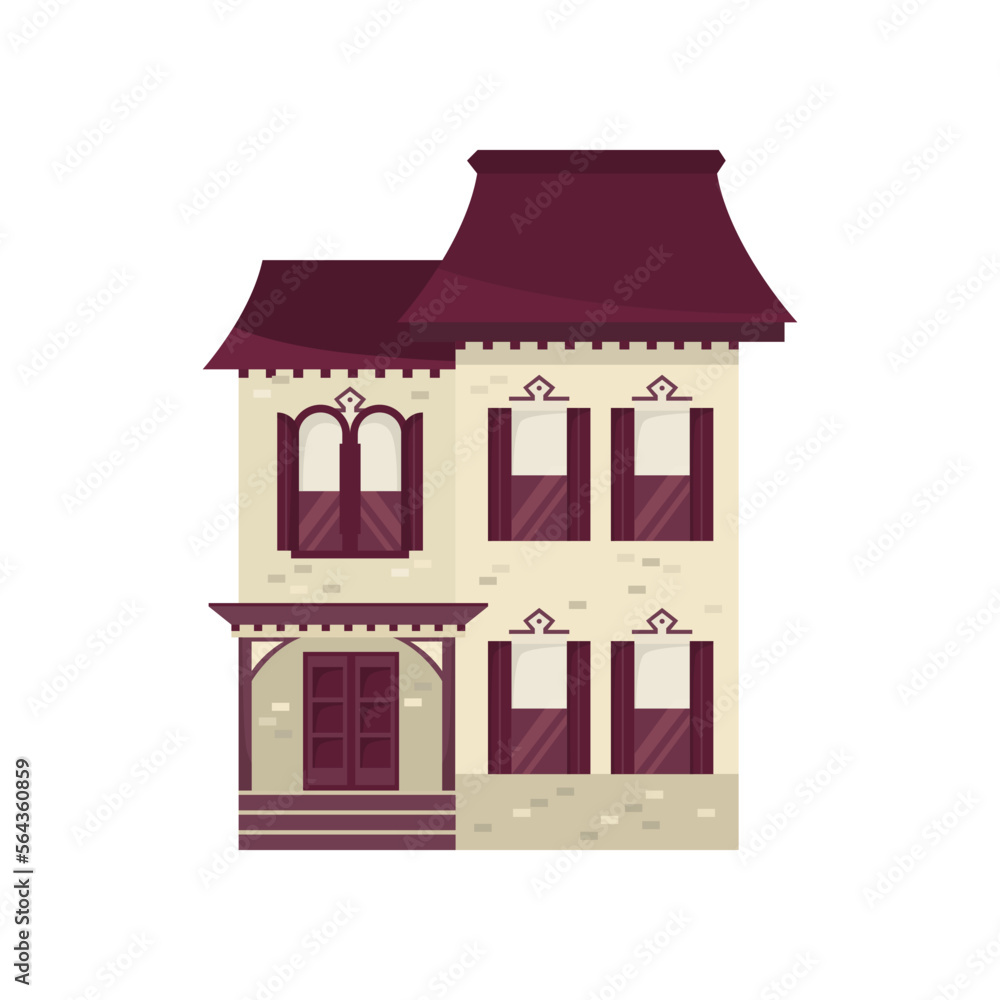 Fancy Victorian house vector illustration. Cartoon building from Victorian city isolated on white background. History, fashion, architecture concept