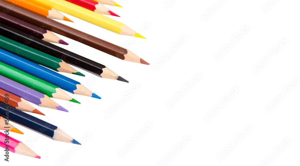 Color Pencils on a White Background, copy space Color Pencils on a White Background, copy space