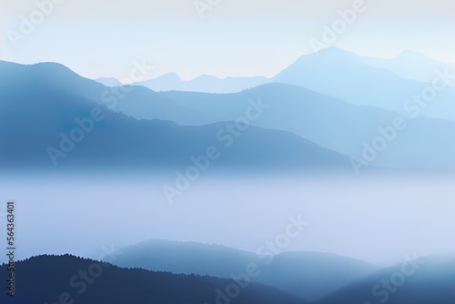 A blue mountain painting, a beautiful landscape hand painting in generative ai image design