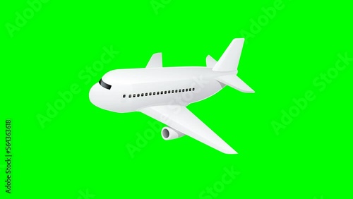 Wallpaper Mural White commercial airliner in flight (loop with green background) Torontodigital.ca