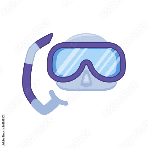 Isolated cartoon professional underwater mask. Vector illustration mask for swimming on white background. Water sports equipment concept