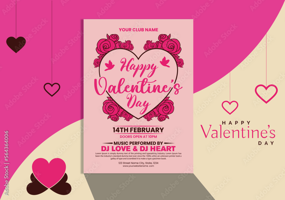valentine's day card with hearts flyer template design valentine's day card with hearts flyer template design