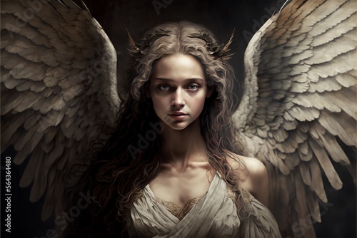 Fotografija angel with wings. Generative AI