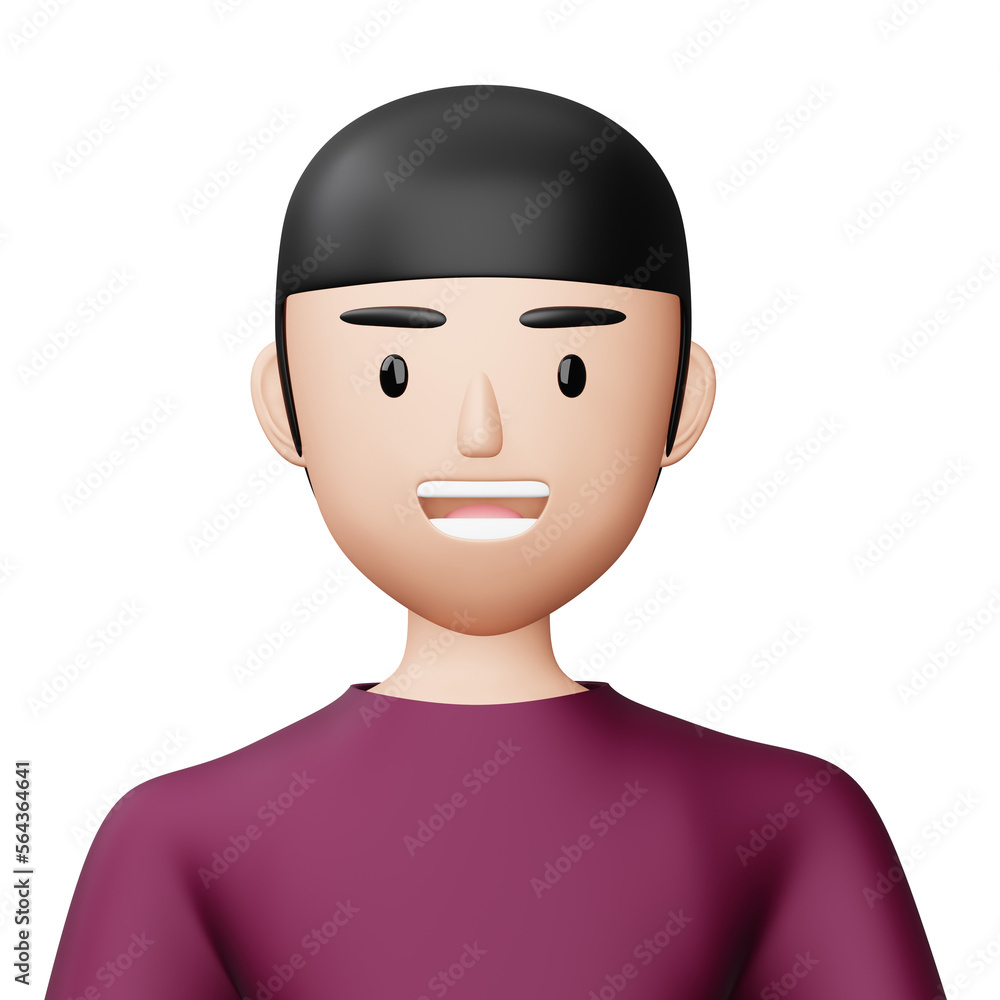 Cute cartoon man, happy people, 3d rendering Cute cartoon man, happy people, 3d rendering