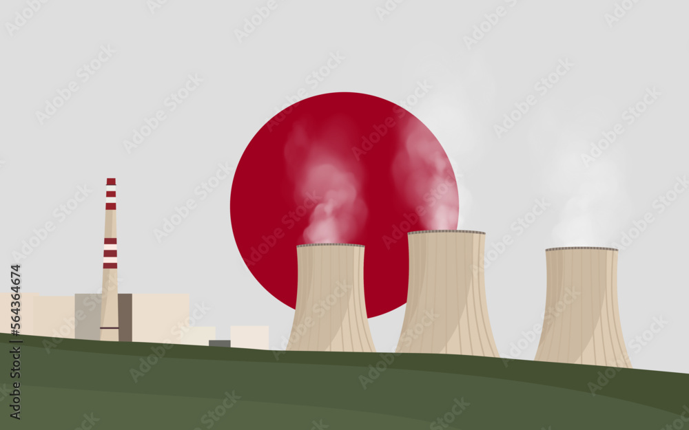 Nuclear power plant in Japan. Electricity generation production. Power