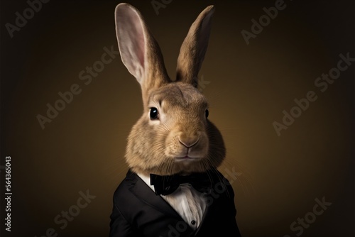 Portrait of a Bunny dressed in business suit, generative ai © Qrisio