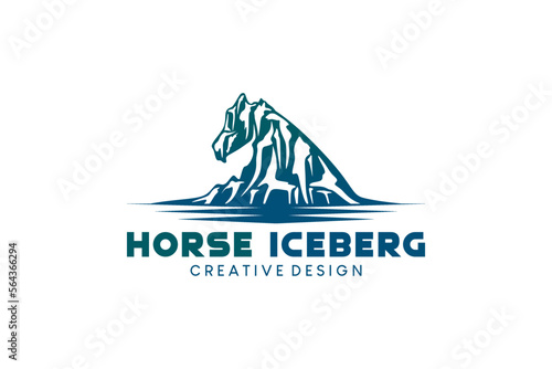 Abstract horse head iceberg logo vector illustration symbol design