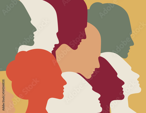 People face silhouette person female profile avatar vector icon in a glyph pictogram illustration