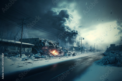 Foto Concept natural disasters with big snow in mountain