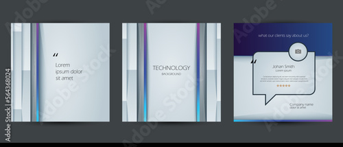 blue iron metal Instagram social media post background template for ai high information technology future innovation data security testimonial or customer feedback