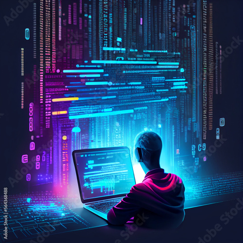 Data management digital technology software development. Illustration Generat...