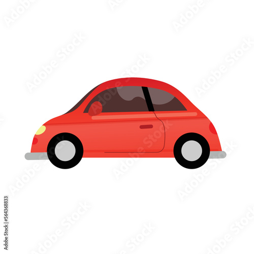 Small round car flat vector illustration. Car isolated icon side view.