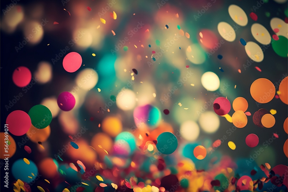 Colorful confetti in front of colorful background with bokeh for carnival, Generative AI
